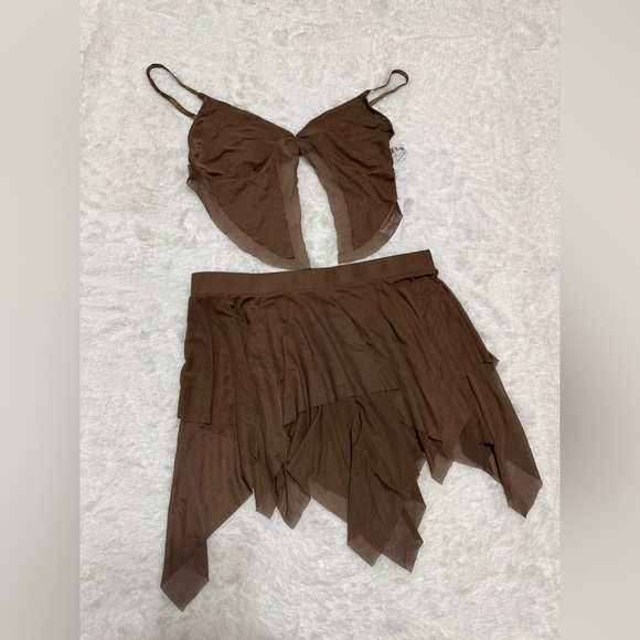 iHeartRaves Brown Mini Skirt Set